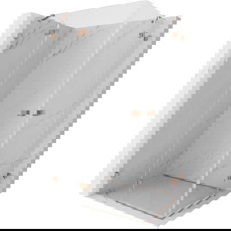 Mexen Lunar Duo sprchovací kút s otváracími dverami ľavý 115 x 95 cm, transparentný, brúsená meď - 834-115L-095P-65-00