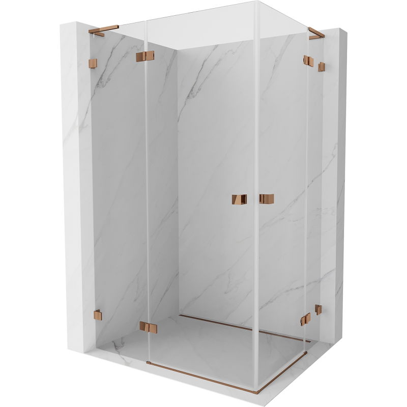 Mexen Lunar L Duo sprchový kút otvárací 110 x 70 cm, transparentný, ružové zlato - 834L-110L-070P-60-00