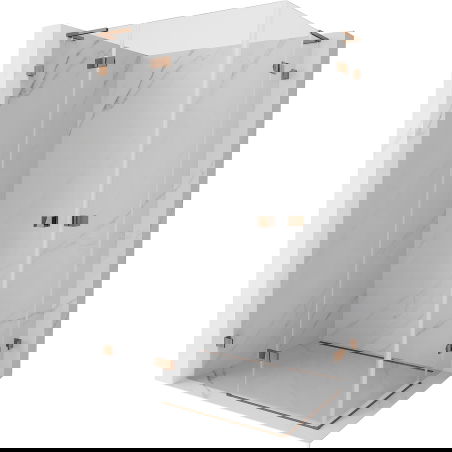 Mexen Lunar L Duo sprchový kút otvárací 110 x 70 cm, transparentný, ružové zlato - 834L-110L-070P-60-00