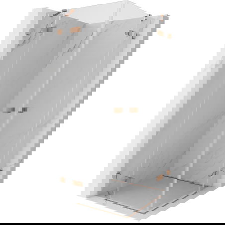 Mexen Lunar Duo sprchový kút otvárací 120 x 120 cm, priehľadný, kartáčovaná meď - 834-120L-120P-65-00