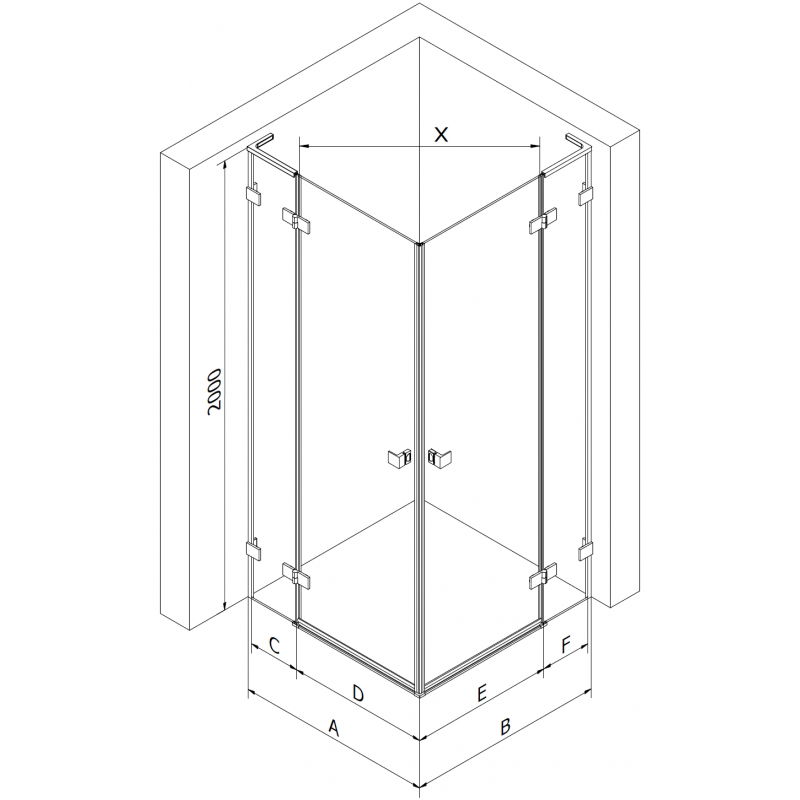 Mexen Lunar L Duo sprchová kabína s dvierkami vľavo 120 x 80 cm, transparentné, ružové zlato - 834L-120L-080P-60-00