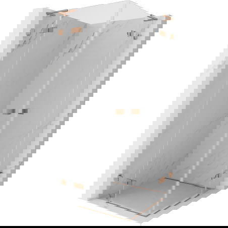 Mexen Lunar L Duo výklopná sprchová kabína 90 x 90 cm, priehľadná, brúsená meď - 834L-090L-090P-65-00