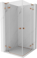 Mexen Lunar L Duo sprchový kút 90 x 90 cm, priehľadný, kefovaná meď - 834L-090L-090P-65-00