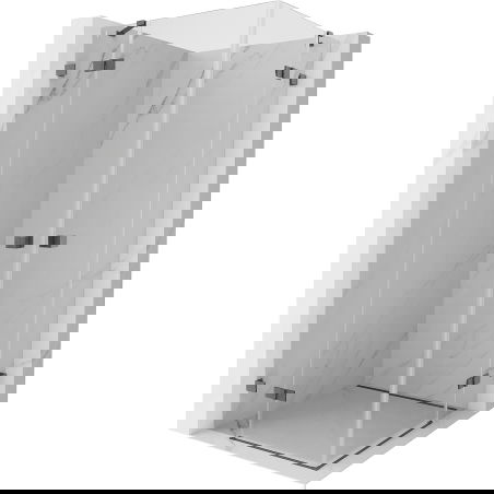 Mexen Lunar Duo sprchový kút s výklopnými dverami 115 x 115 cm, transparentný, brúsený gun gray - 834-115L-115P-66-00