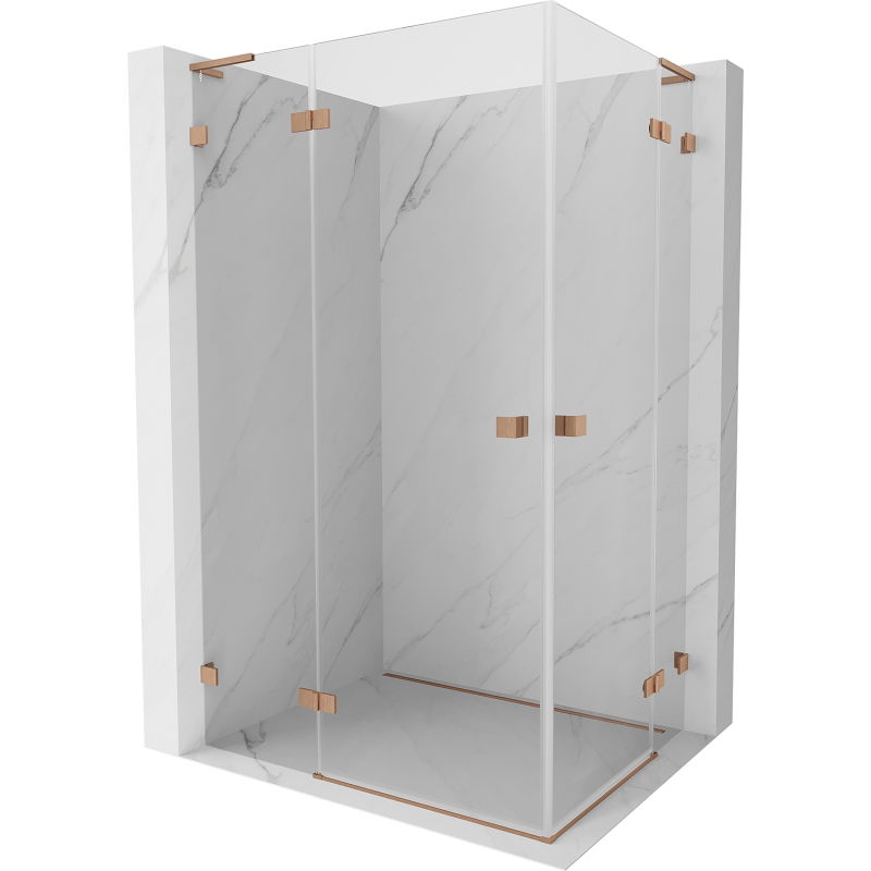 Mexen Lunar L Duo sprchový kút otvárateľný 110 x 70 cm, priehľadný, brúsená meď - 834L-110L-070P-65-00