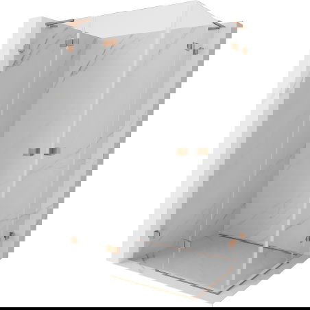 Mexen Lunar L Duo sprchový kút s otváracími dverami ľavý 120 x 70 cm, transparentný, brúsená meď - 834L-120L-070P-65-00