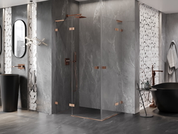 Mexen Lunar L Duo sprchová kabína s otváracími dverami 120 x 90 cm, priehľadná, brúsená meď - 834L-120L-090P-65-00