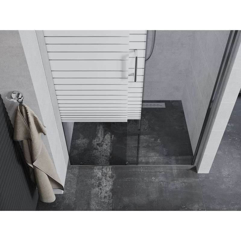 Mexen Apia sprchové dvere posuvné 115 cm, pásiky, chróm - 845-115-000-01-20