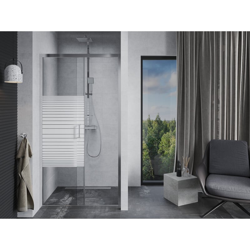 Mexen Apia posuvné sprchové dvere 120 cm, pruhy, chróm - 845-120-000-01-20