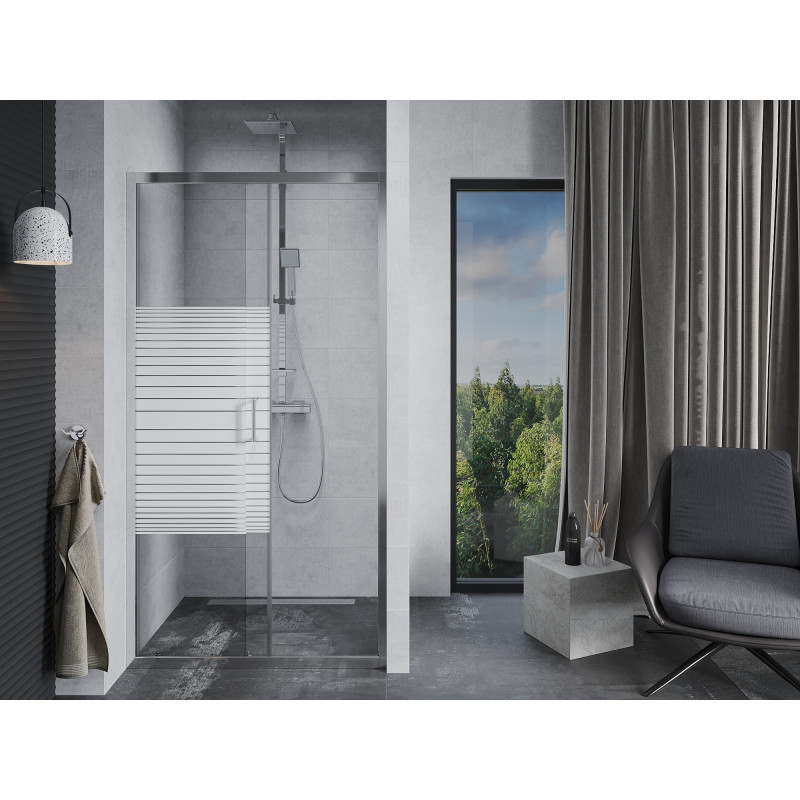 Mexen Apia posuvné sprchové dvere 125 cm, pruhy, chróm - 845-125-000-01-20