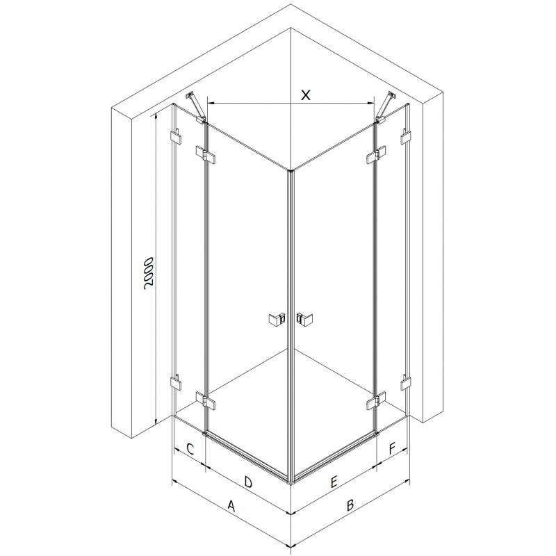 Mexen Lunar Duo sprchový kút výkyvná ľavá 80 x 75 cm, transparentná, gun metal - 834-080L-075P-95-00
