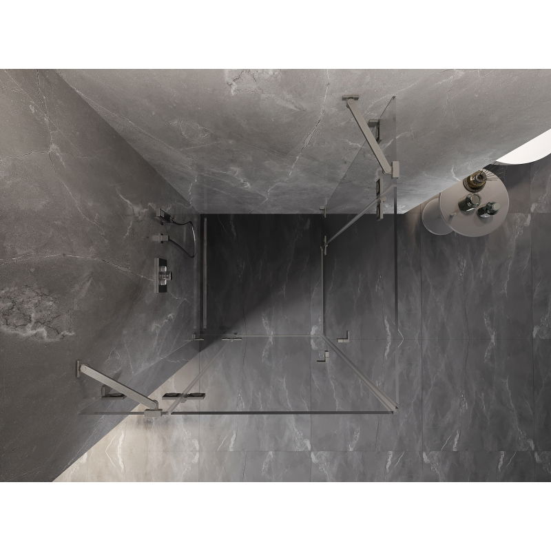 Mexen Lunar Duo sprchový kút 85 x 85 cm, priehľadný, brúsený nikel - 834-085L-085P-97-00