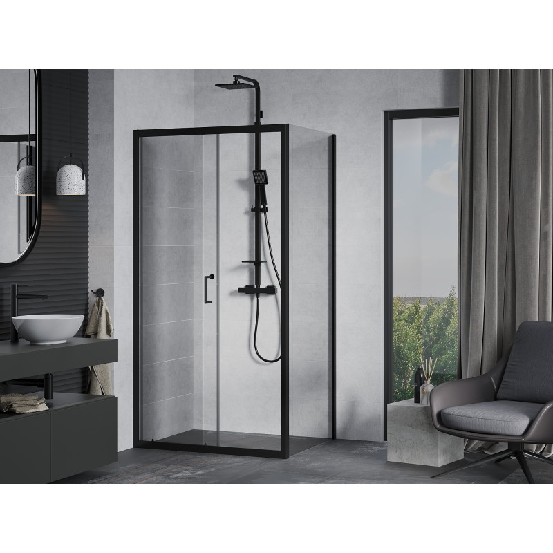 Mexen Apia posuvná sprchová kabína 130 x 70 cm, transparentná, čierna - 840-130-070-70-00