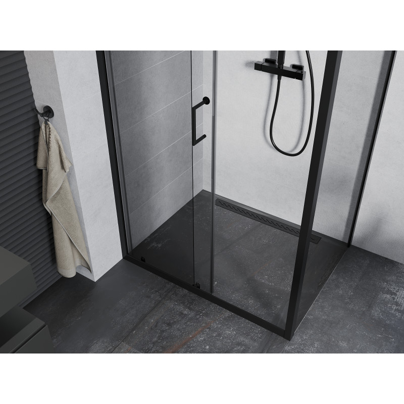 Mexen Apia posuvná sprchová kabína 130 x 80 cm, priehľadná, čierna - 840-130-080-70-00