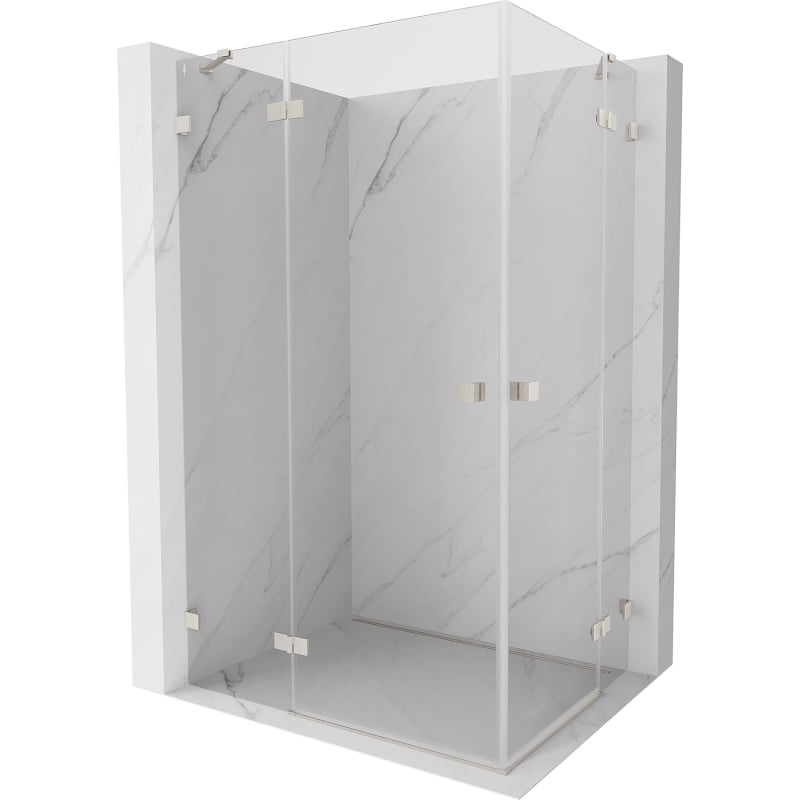Mexen Lunar Duo sprchovací kút s otváracími dvierkami 120 x 115 cm, transparentný, brúsený nikel - 834-120L-115P-97-00