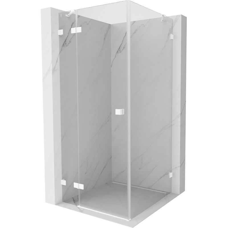 Mexen Lunar, ľavé otváracie sprchové dvere 70 x 70 cm, priehľadné, biele - 834-070-070-20-00-L