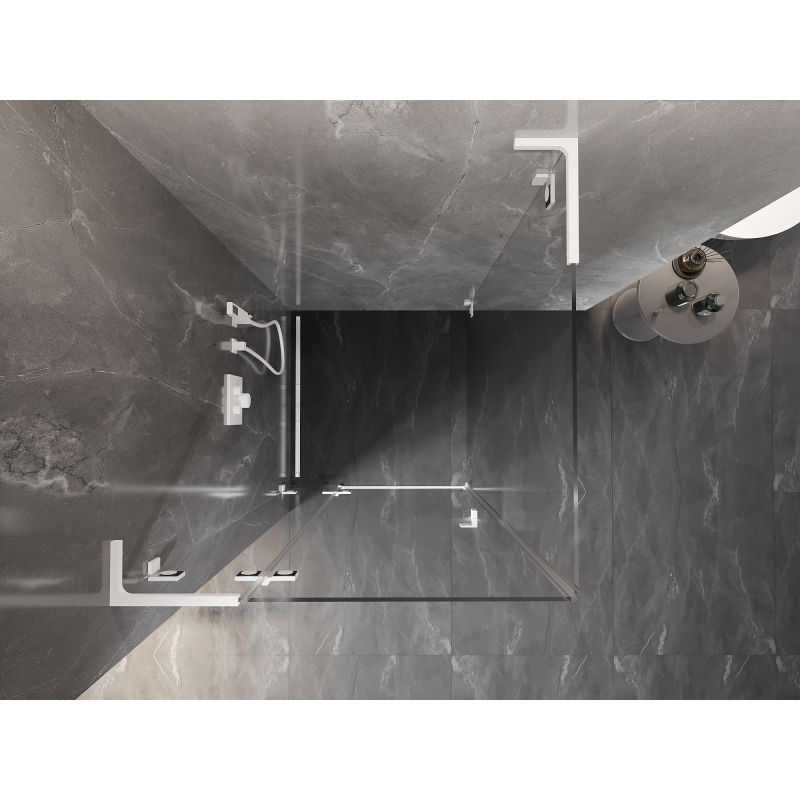 Mexen Lunar L sprchová kabína otočná ľavá 70 x 70 cm, transparentná, biela - 834L-070-070-20-00-L