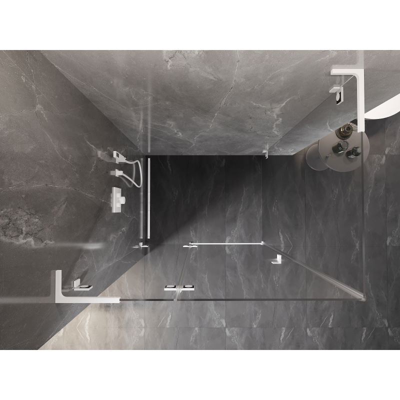 Mexen Lunar L sprchový kút s ľavými otváracími dverami 100 x 90 cm, priehľadný, biely - 834L-100-090-20-00-L