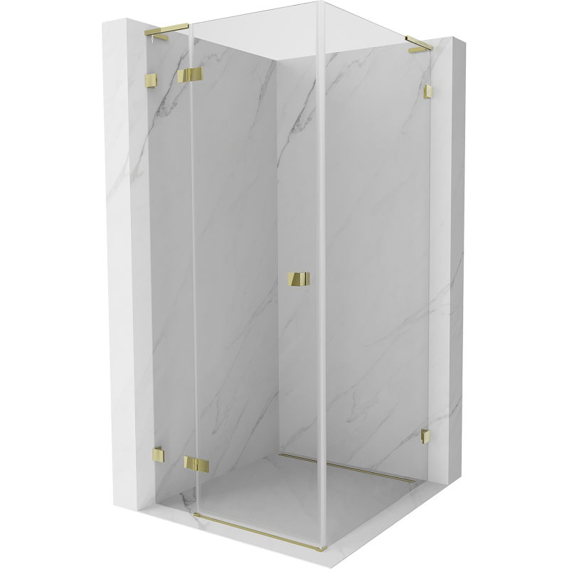Mexen Lunar L sprchovací kút otočný ľavý 70 x 70 cm, transparentný, zlatý - 834L-070-070-50-00-L