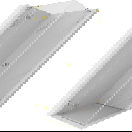 Mexen Lunar L sprchovací kút otvárací ľavý 80 x 80 cm, transparentný, zlatý - 834L-080-080-50-00-L