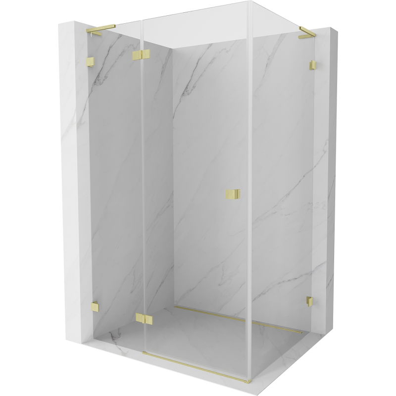Mexen Lunar L sprchový kút výklopný ľavý 80 x 70 cm, transparentný, zlatý brúsený - 834L-080-070-55-00-L