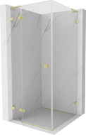 Mexen Lunar L sprchovací kút výklopný ľavý 90 x 90 cm, transparentný, zlatý kartáčovaný - 834L-090-090-55-00-L