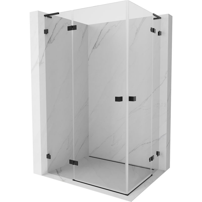 Mexen Lunar L Duo sprchový kút s otváracími dverami 95 x 85 cm, číra, čierna - 834L-095L-085P-70-00