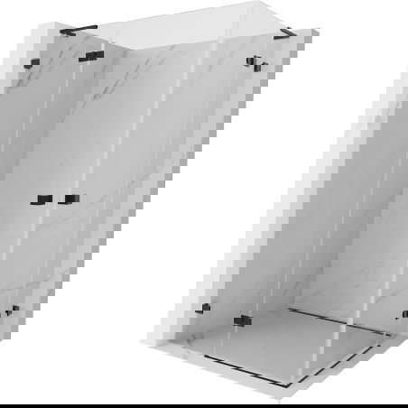 Mexen Lunar L Duo sprchový kút s otváracími dverami 95 x 85 cm, číra, čierna - 834L-095L-085P-70-00