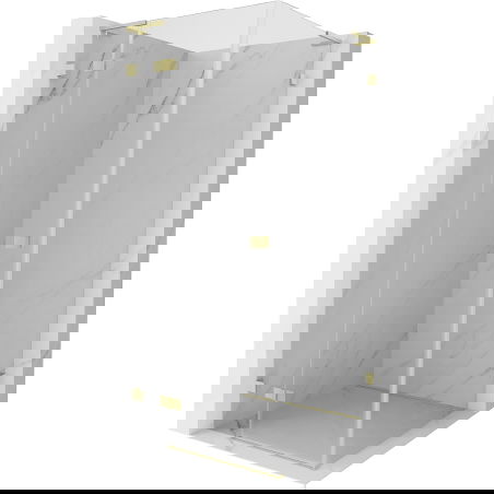 Mexen Lunar L otváracia sprchová kabína ľavá 100 x 100 cm, transparentná, zlatá kartáčovaná - 834L-100-100-55-00-L