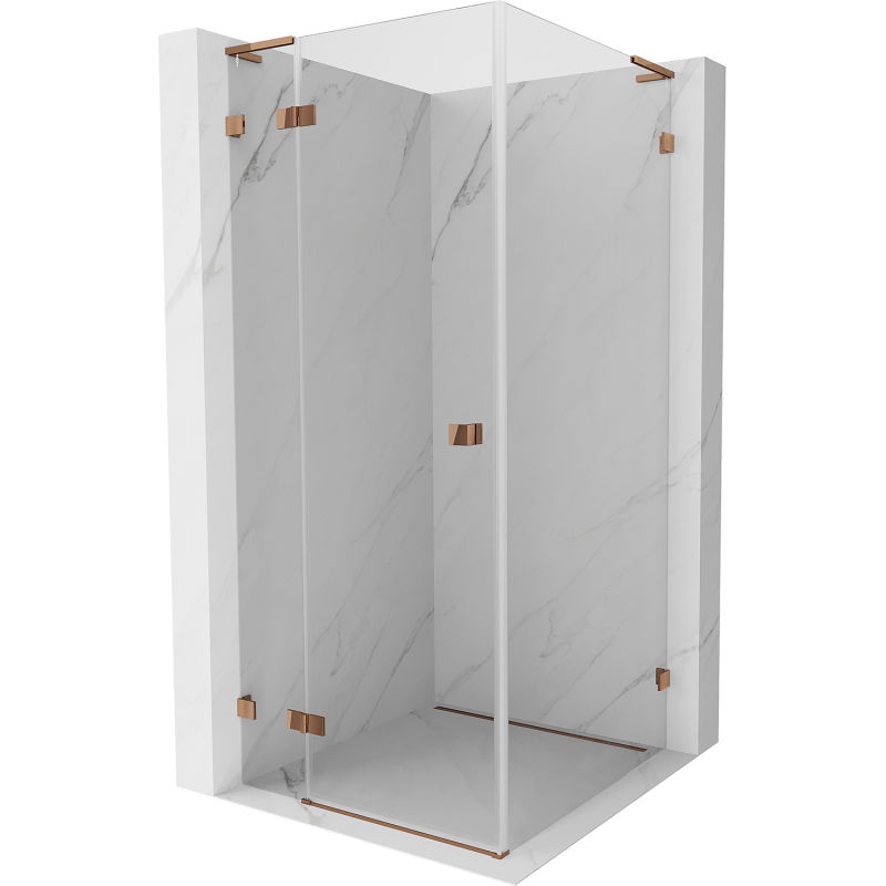 Mexen Lunar L sprchový kút s otváracími dverami ľavý 80 x 80 cm, transparentný, ružové zlato - 834L-080-080-60-00-L