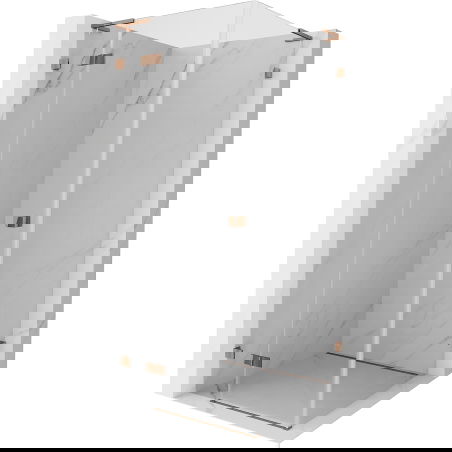 Mexen Lunar L sprchovací kút s uchýlnymi dvermi ľavý 80 x 80 cm, transparentný, ružové zlato - 834L-080-080-60-00-L