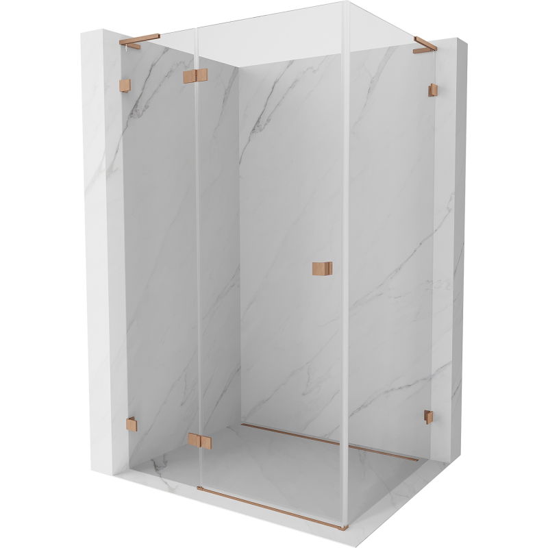 Mexen Lunar L sprchový kút otvárací ľavý 80 x 70 cm, transparentný, brúsená meď - 834L-080-070-65-00-L