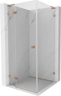 Mexen Lunar L sprchový kút otvárací ľavý 80 x 80 cm, transparentný, brúsená meď - 834L-080-080-65-00-L
