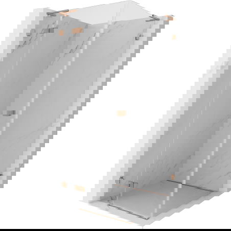 Mexen Lunar L sprchový kút s otváracími dverami vľavo 90 x 90 cm, transparentný, brúsená meď - 834L-090-090-65-00-L