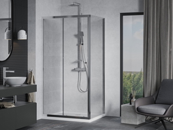 Mexen Apia sprchová kabína, posuvné dvere 100 x 80 cm, transparentnéné, chrómová + závesný bidet Flat - 840-100-080-01-00-4010