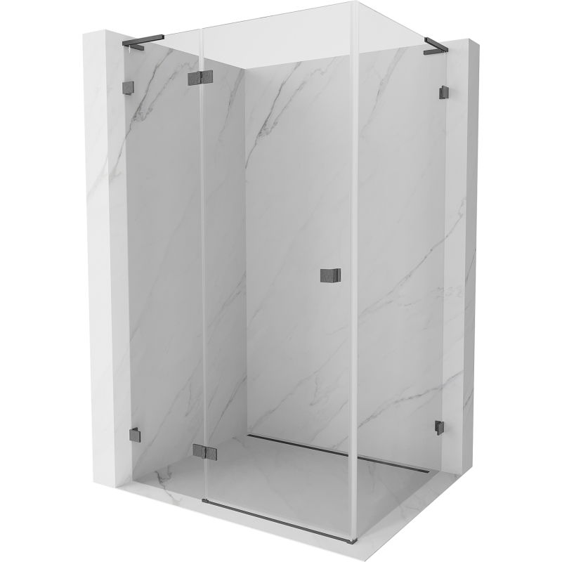Mexen Lunar L sprchový kút s otočnými dverami ľavý 85 x 70 cm, transparentný, gun gray brúsený - 834L-085-070-66-00-L