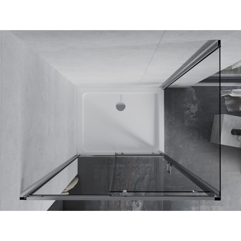 Mexen Apia posuvná sprchová kabína 110 x 80 cm, transparentná, chróm + vanička Flat - 840-110-080-01-00-4010