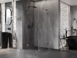 Mexen Lunar L sprchový kút s pántovými dverami ľavý 100 x 100 cm, priehľadný, kartáčovaný gun gray - 834L-100-100-66-00-L