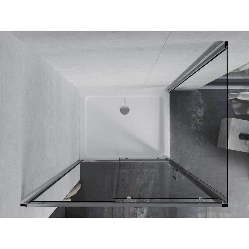 Mexen Apia sprchový kút posuvný 110 x 100 cm, transparentný, chróm + vanička Flat - 840-110-100-01-00-4010