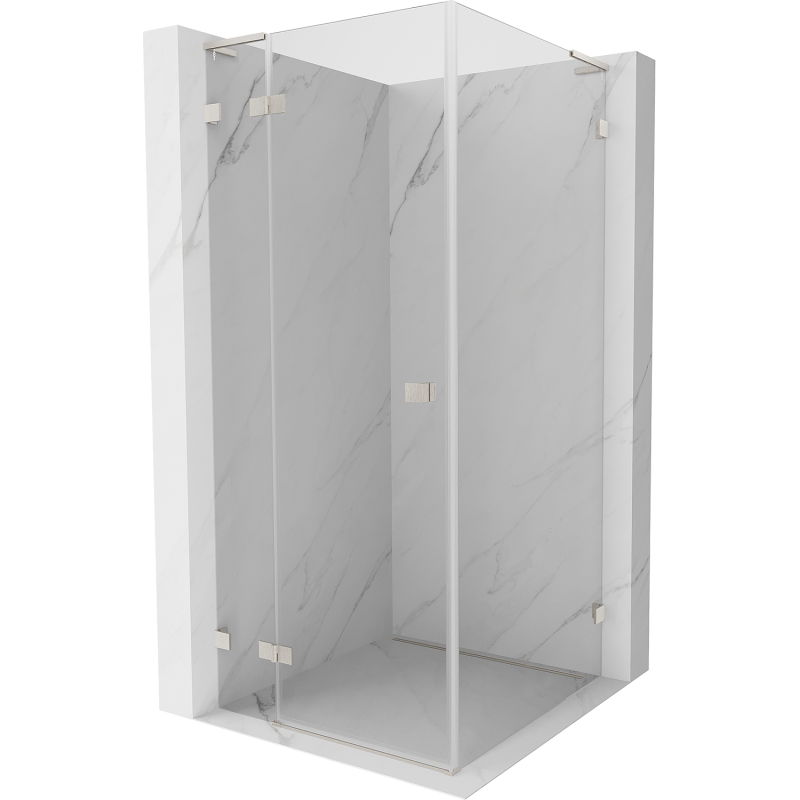 Mexen Lunar L sprchovací kút výklopný ľavý 80 x 80 cm, transparentný, brúsený nikel - 834L-080-080-97-00-L