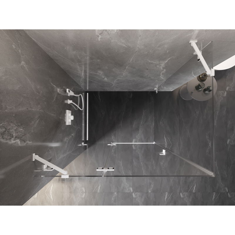 Mexen Lunar sprchový kút otočný ľavý 100 x 90 cm, transparentný, biela - 834-100-090-20-00-L