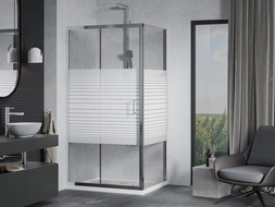 Mexen Apia sprchová kabína, posuvné dvere 100 x 80 cm, pruhy, chrómová + závesný bidet Flat - 840-100-080-01-20-4010
