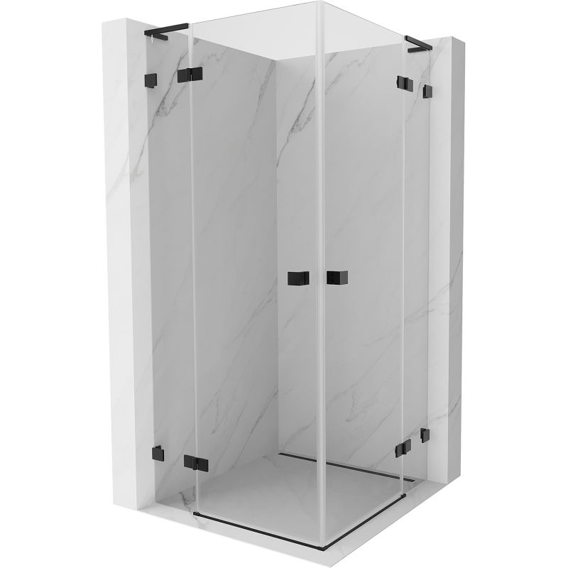 Mexen Lunar L Duo sprchový kút s otváracími dverami 115 x 115 cm, transparentný, čierny - 834L-115L-115P-70-00