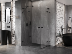 Mexen Lunar L Duo sprchový kút 120 x 80 cm, priehľadný, čierny - 834L-120L-080P-70-00