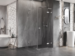 Mexen Lunar L sprchová kabína s pravými dverami 80 x 80 cm, transparentná, chróm - 834L-080-080-01-00-P