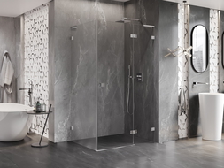 Mexen Lunar L sprchová kabína výklopná pravá 90 x 80 cm, transparentná, chróm - 834L-090-080-01-00-P