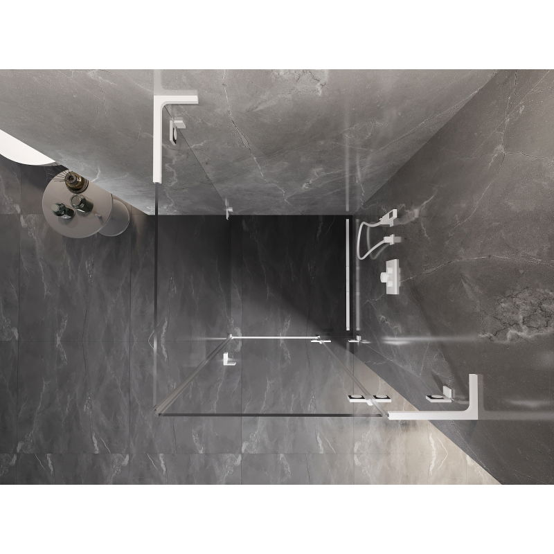 Mexen Lunar L sprchový kút otvárací pravý 80 x 80 cm, priehľadný, biely - 834L-080-080-20-00-P