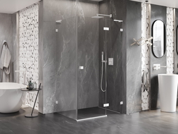 Mexen Lunar L sprchovací kút výklopný pravý 90 x 80 cm, transparentný, biely - 834L-090-080-20-00-P