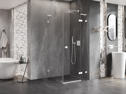 Mexen Lunar L sprchová kabína, otočná doprava 90 x 90 cm, transparentná, biela - 834L-090-090-20-00-P