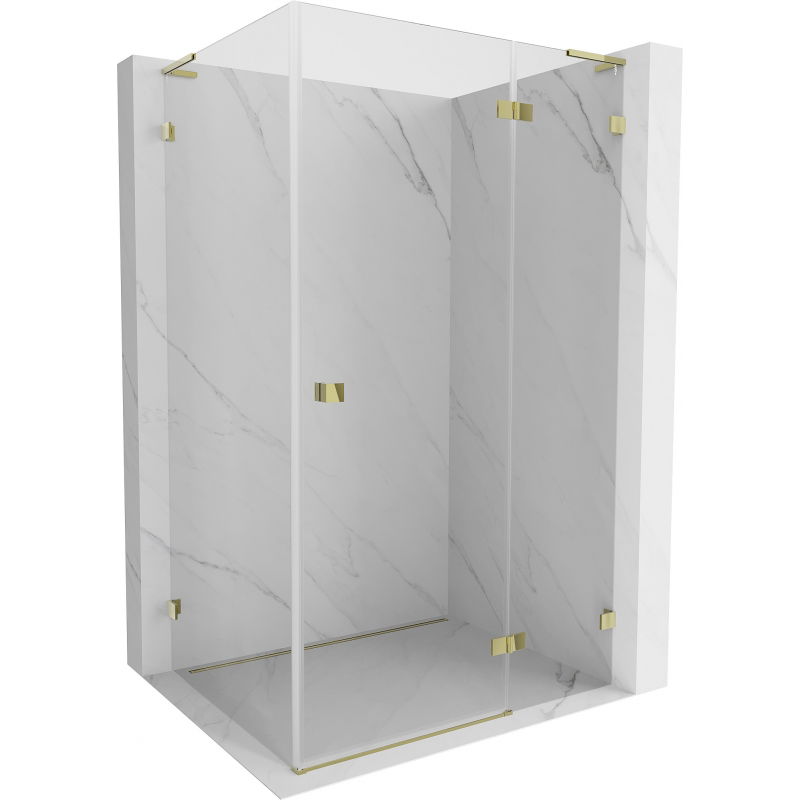 Mexen Lunar L kyvné sprchové dvere pravé 100 x 80 cm, priehľadné, zlaté - 834L-100-080-50-00-P